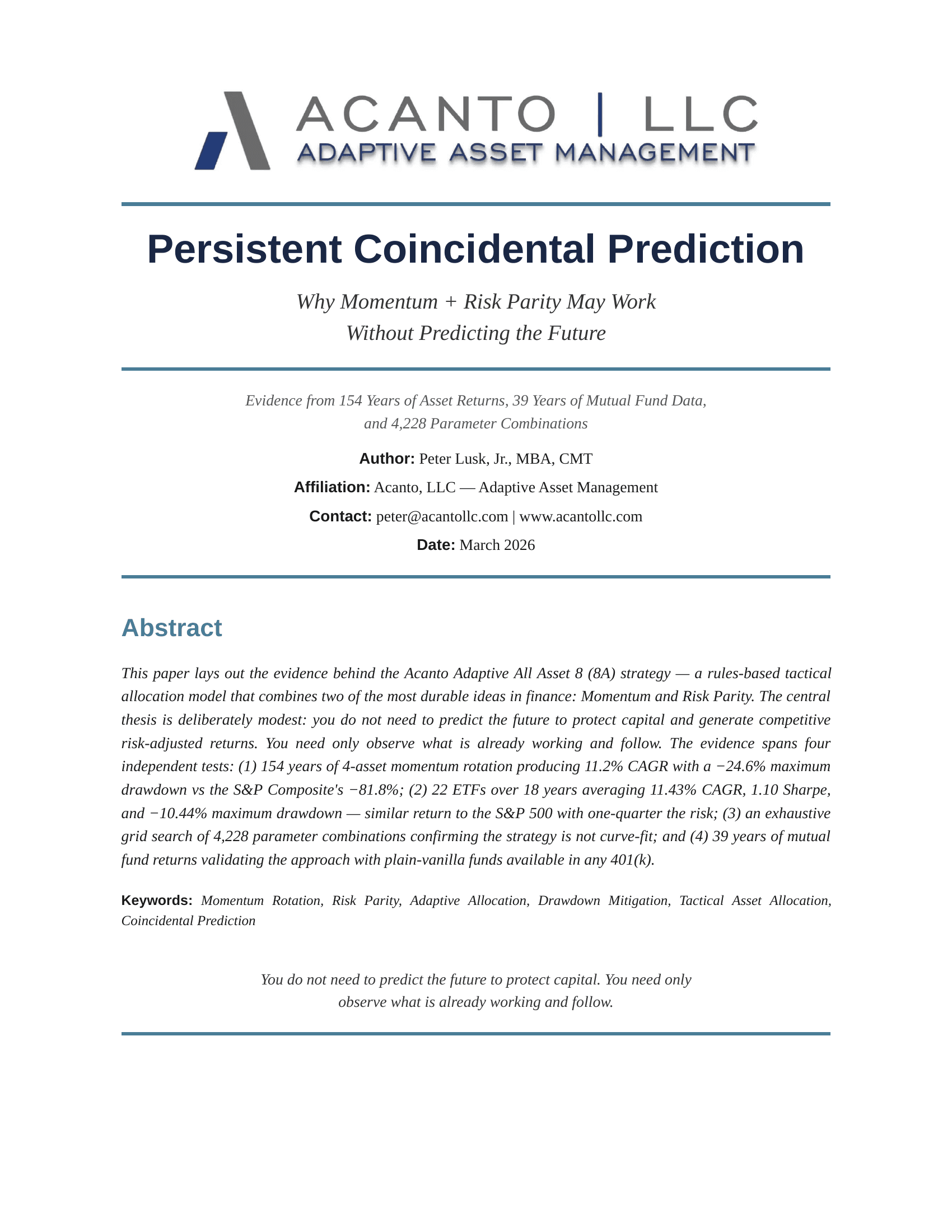 Persistent Coincidental Prediction — All Asset Momentum Research Paper